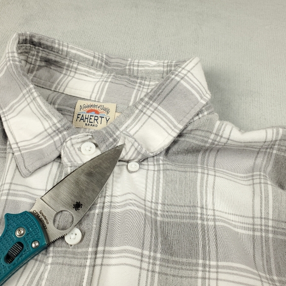 Faherty Flannel Shirt Mens XL Button Down Plaid Gray Lightweight Soft Supima - Picture 7 of 11